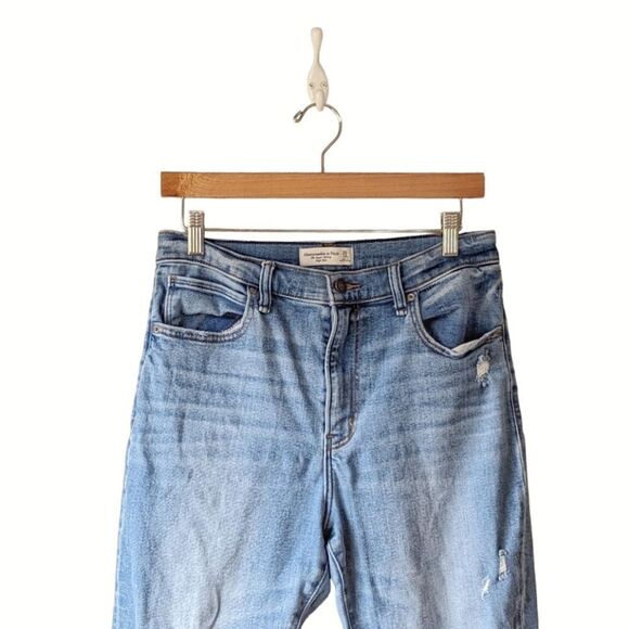 A&F‎ Super High Rise Skinny Ankle Jeans Medium Destroyed Wash sz 10 Reg - Picture 6 of 9